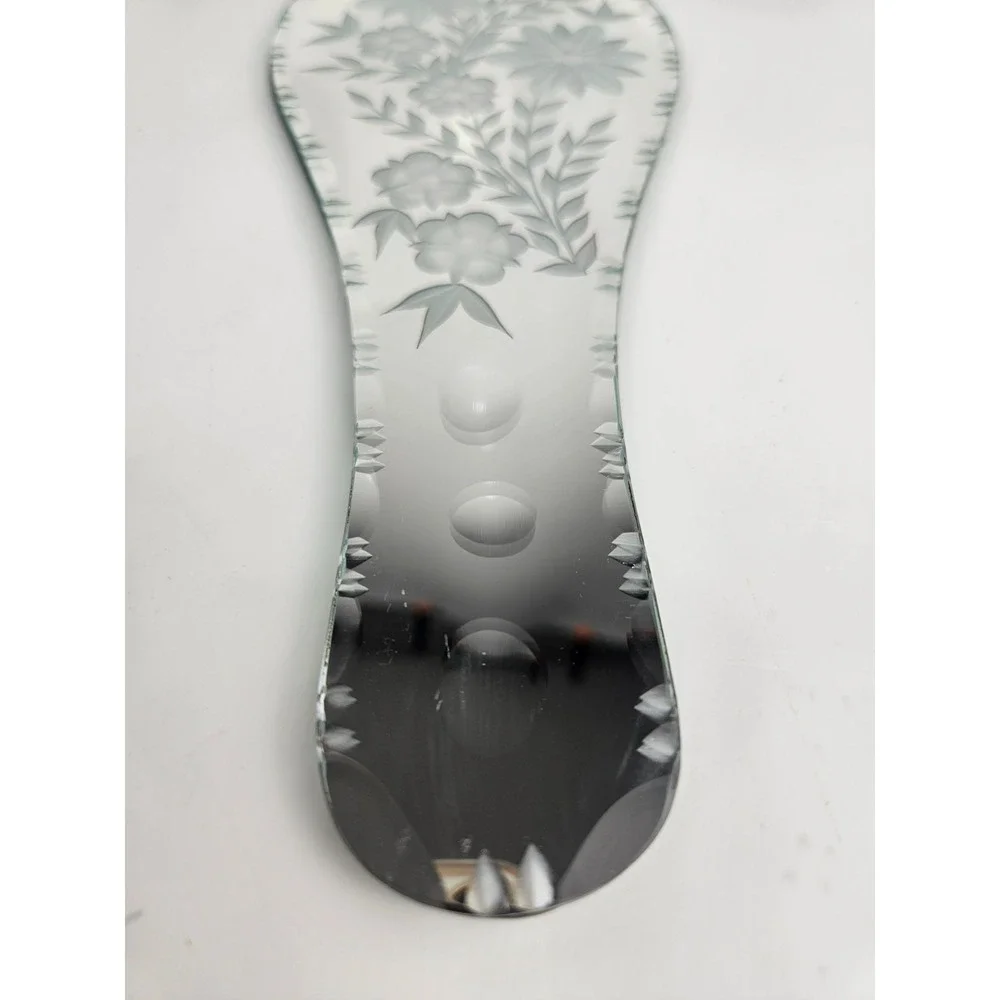 ART Czech Republic Beveled Etched Glass Hand‎ Mirror